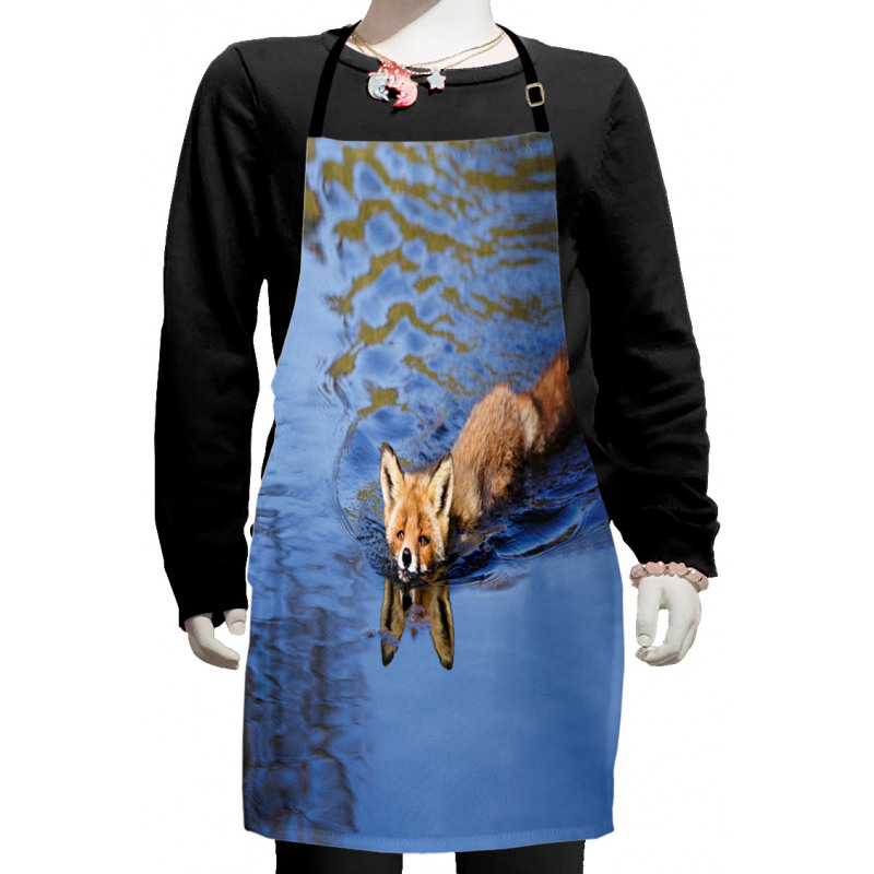 Fox Swimming in River Kids Apron