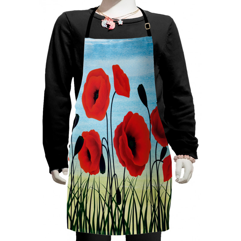 Digital Drawn Flower Kids Apron