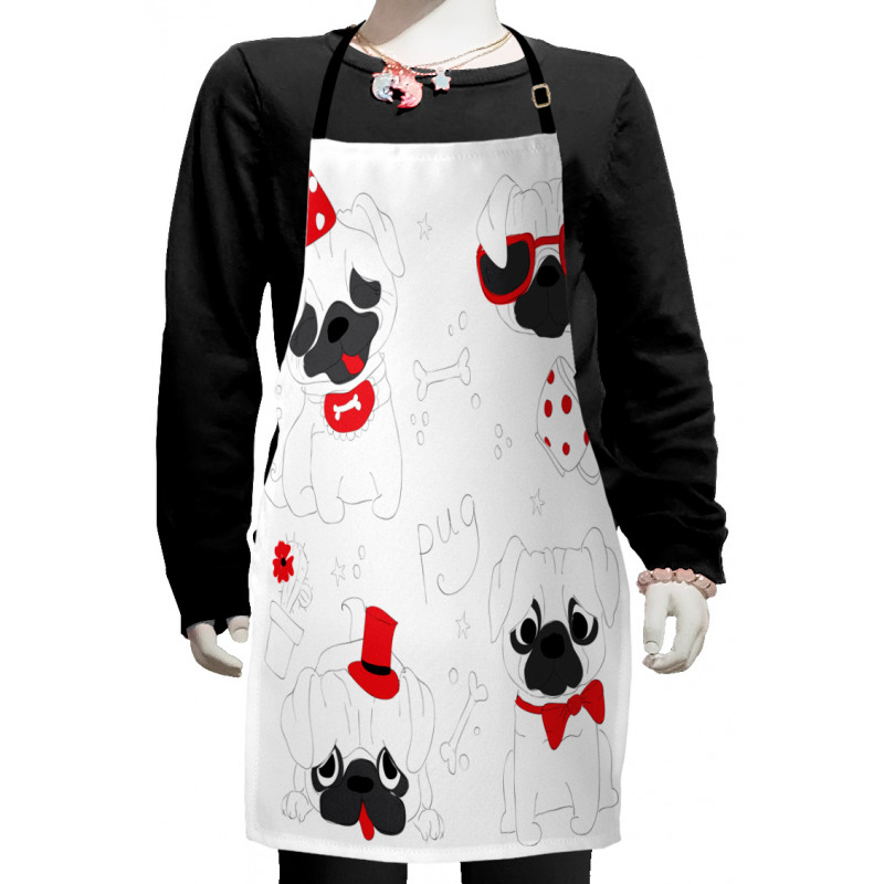 Happy Sad Cool Dogs Pug Kids Apron