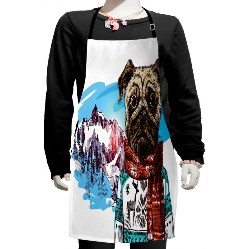 Sketch Style Dog Doodle Kids Apron