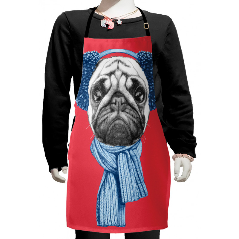 Winter Dog with Earmuffs Kids Apron