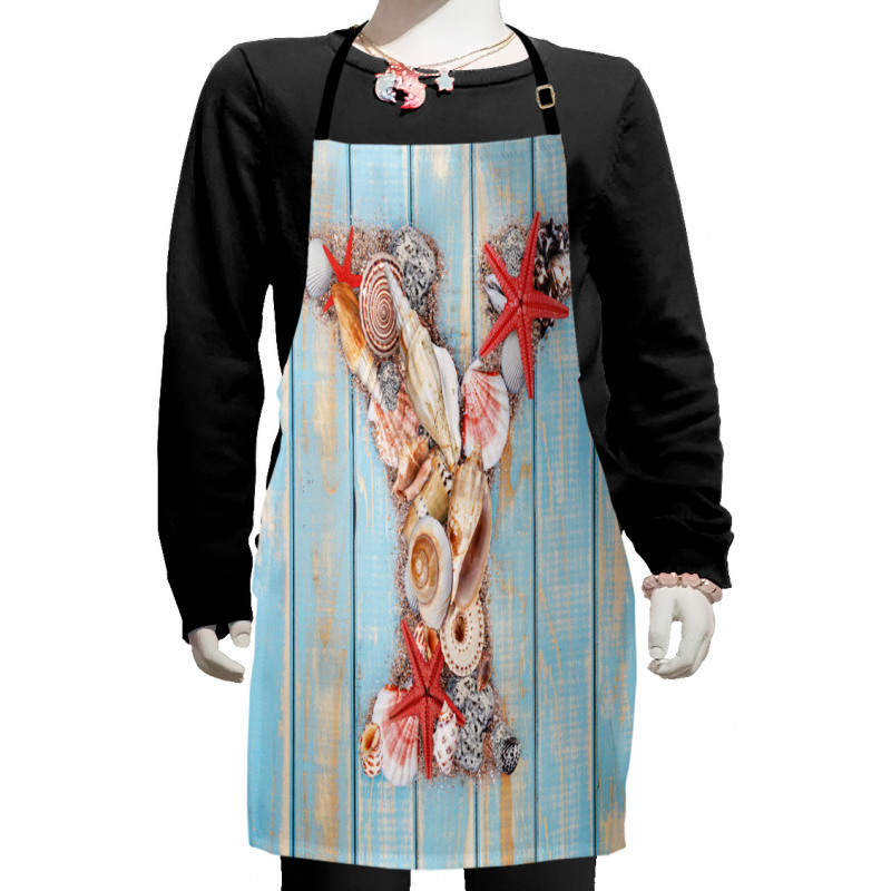 Aqua Typography Design Kids Apron