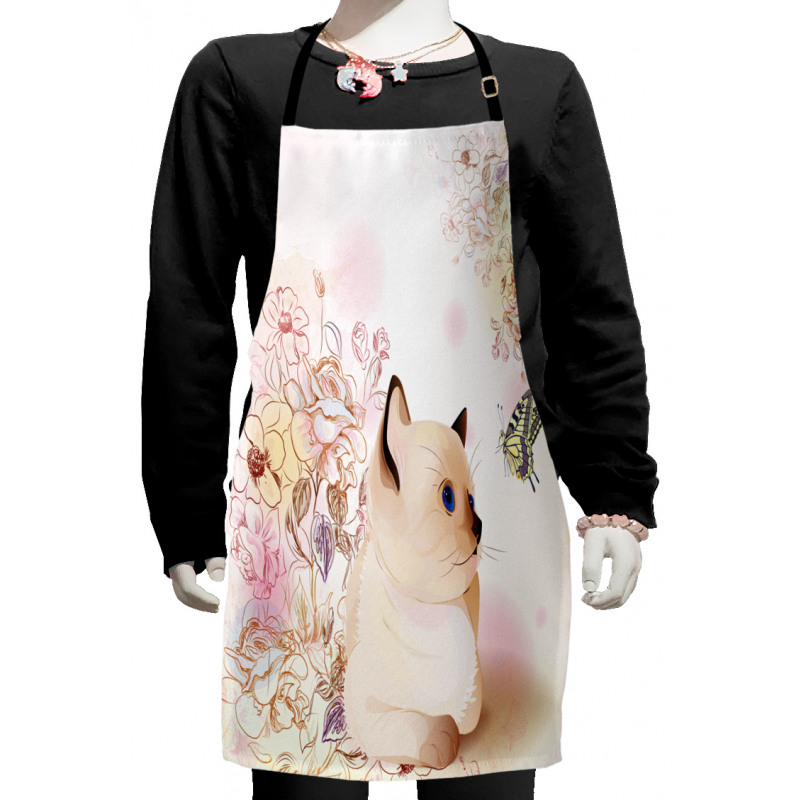 Pastel Kitty and Butterflies Kids Apron