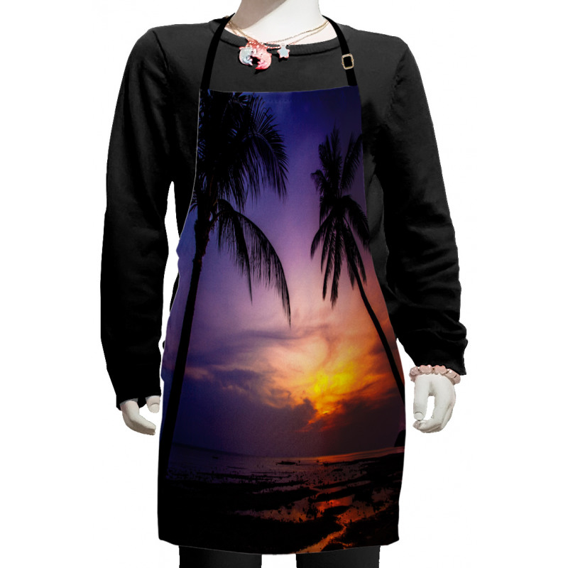 Vivid Twilight Palm Trees Kids Apron