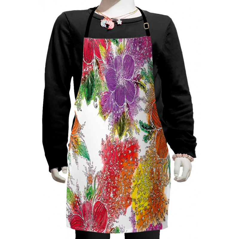 Abstract Colorful Flowers Kids Apron