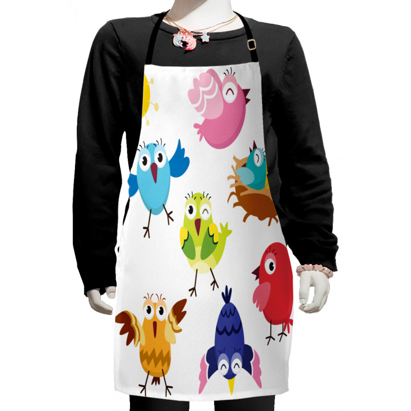 Funny Birds Sun Cartoon Kids Apron