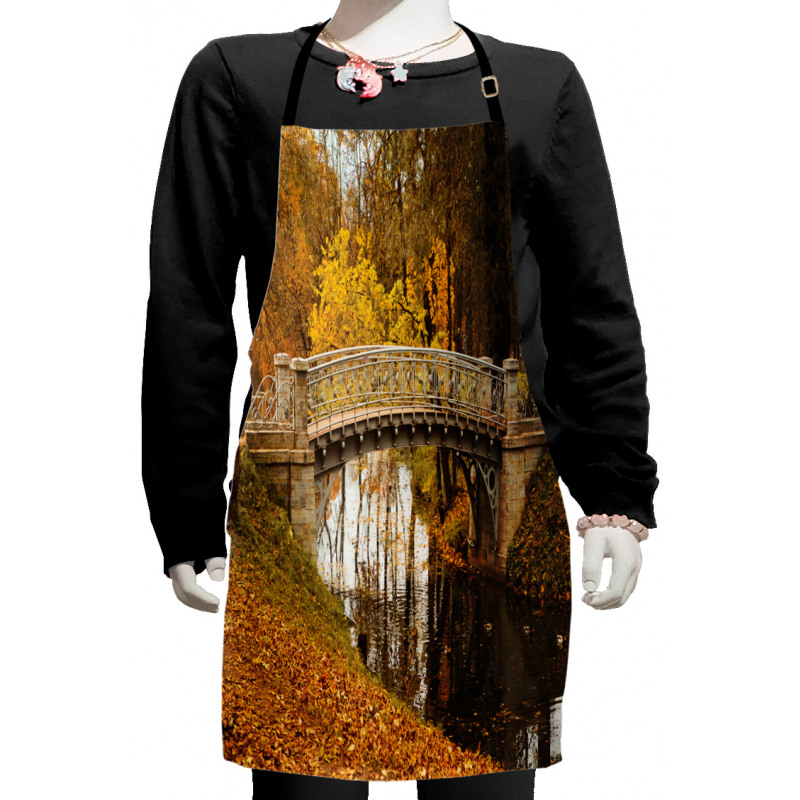 Old Bridge in Fall Forest Kids Apron