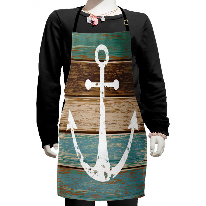 Grunge Marine Wooden Plank Kids Apron