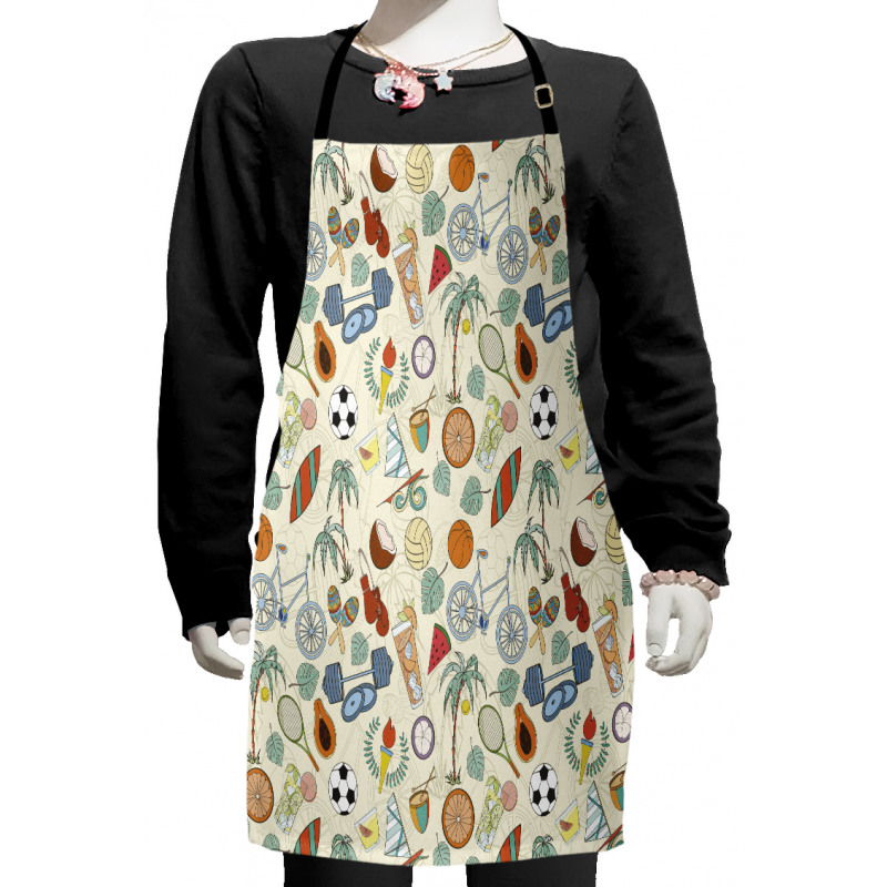 Cartoon Style Elements Kids Apron