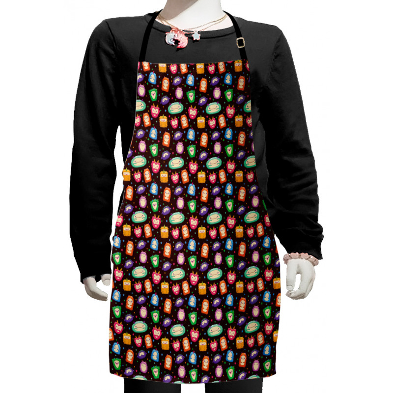 Abstract Fluffy Monsters Kids Apron