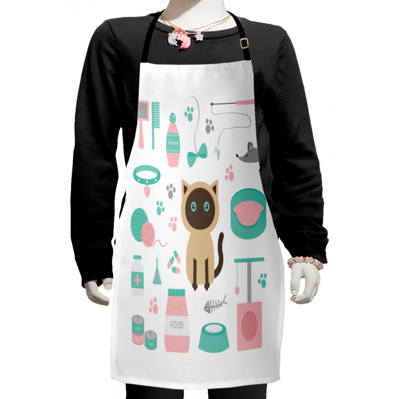 Cartoon Domestic Siamese Kids Apron