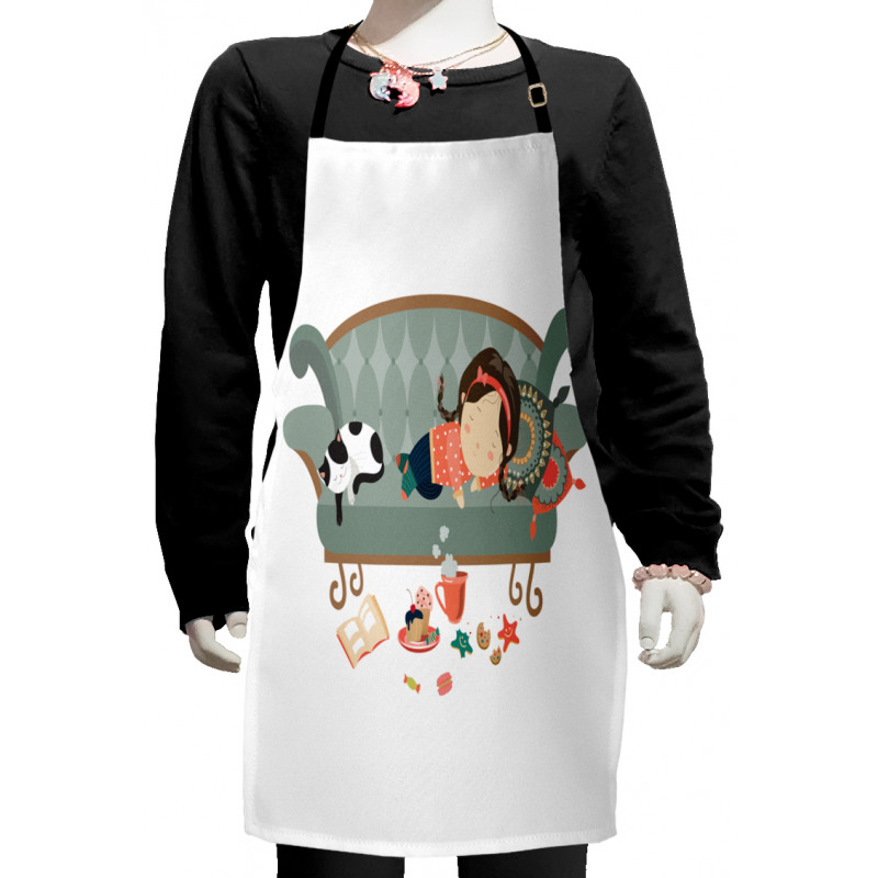 Sleeping Girl with Cat Kids Apron