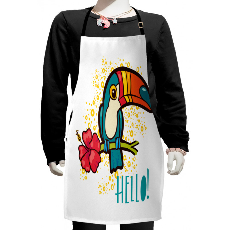 Toucan Bird with Hibiscus Kids Apron