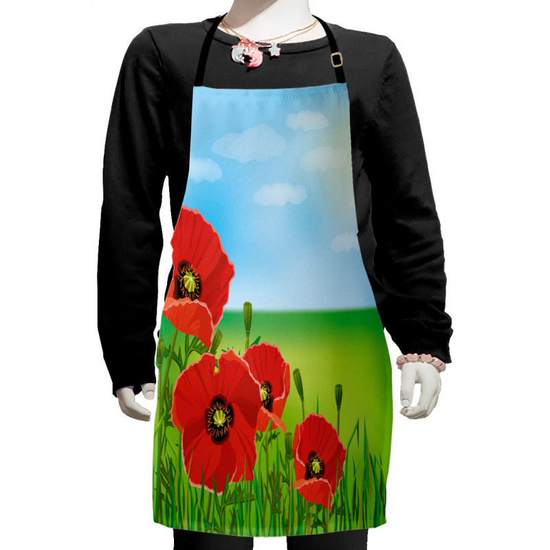 Sunny Day Red Blossoms Kids Apron