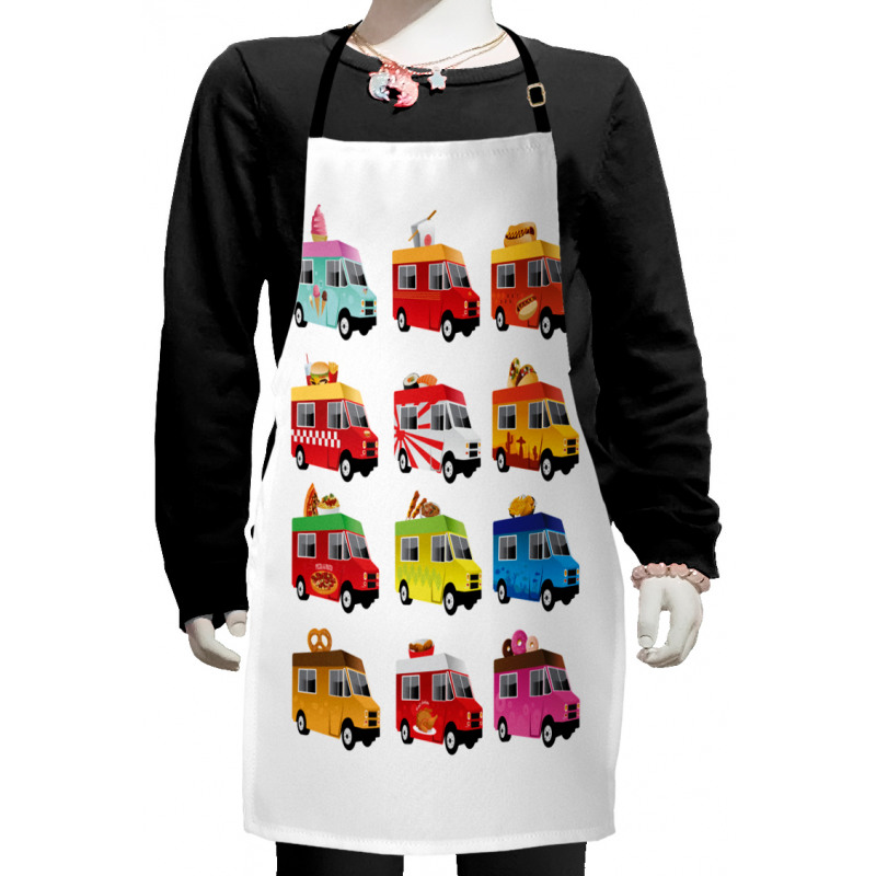 Colorful Food Trucks Kids Apron