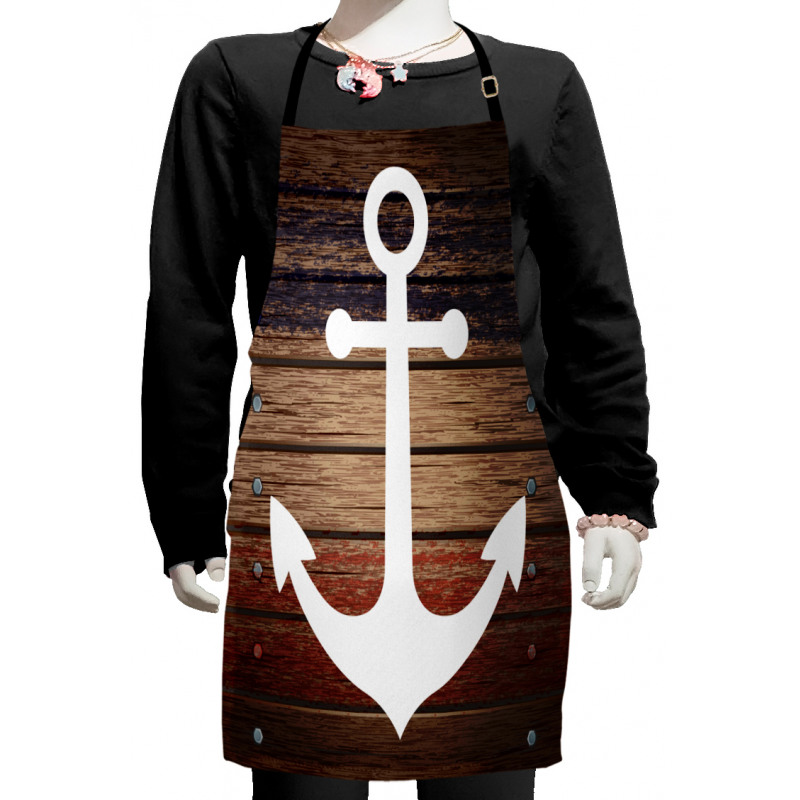 Boat Theme Anchor Motif Kids Apron