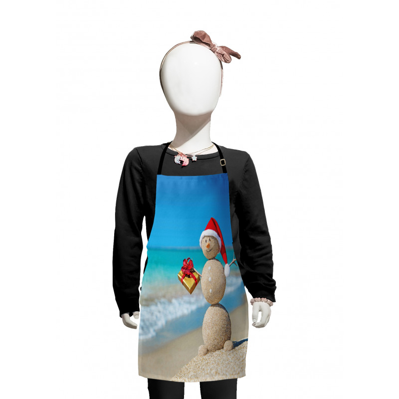 Sand Snowman Santa Hat Kids Apron