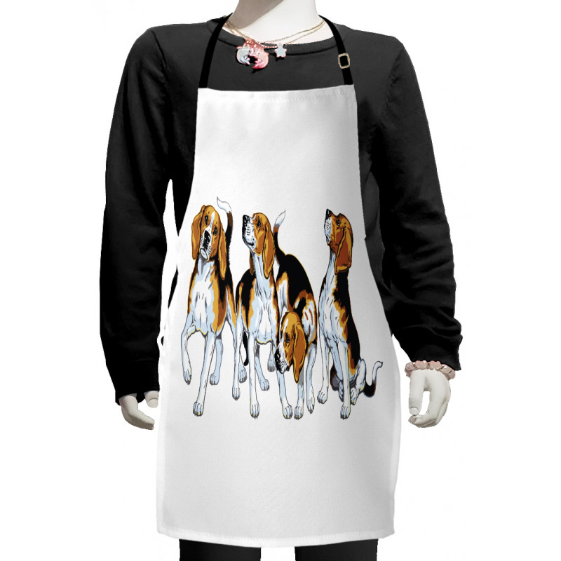 4 Beagle Hounds Play Kids Apron