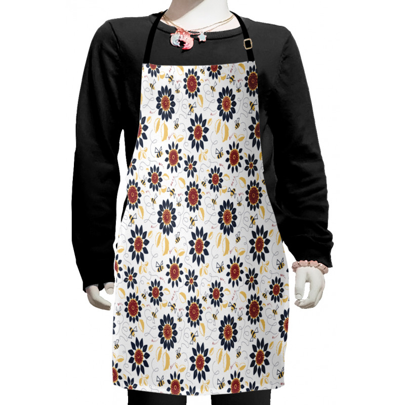 Sunflowers and Funny Bees Kids Apron