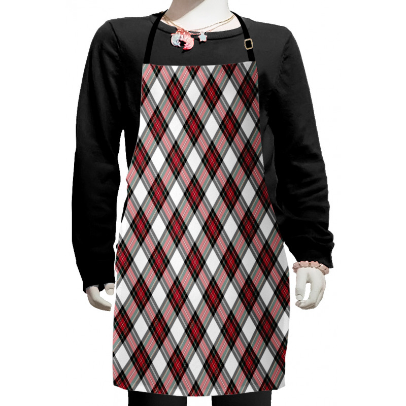 Plaid Motif Rhombuses Kids Apron