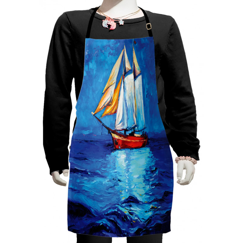 Oil Paint Style Sailship Kids Apron