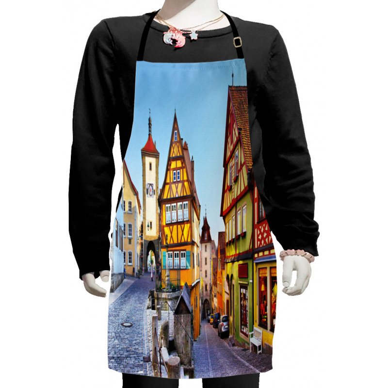 Colorful Street Houses Kids Apron