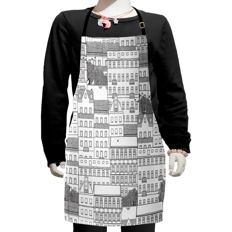 Hand Drawn Houses Town Kids Apron