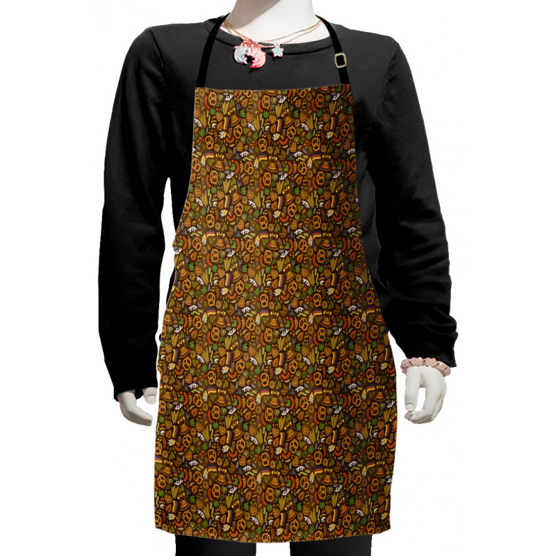 Hops and Pretzels Hand Drawn Kids Apron