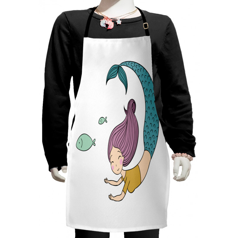 Happy Girl with Fish Kids Apron