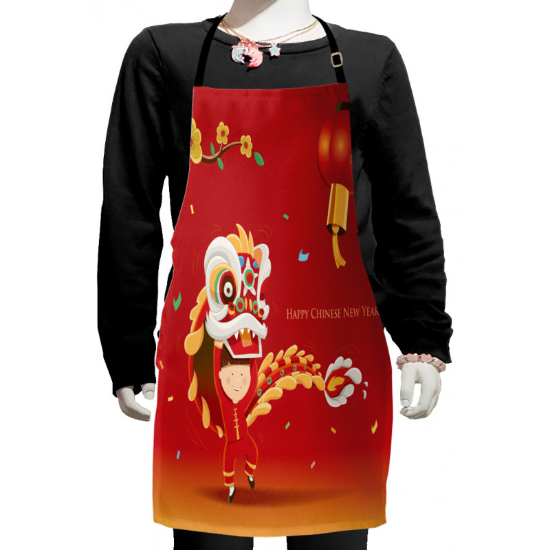 Little Boy Lion Dance Kids Apron