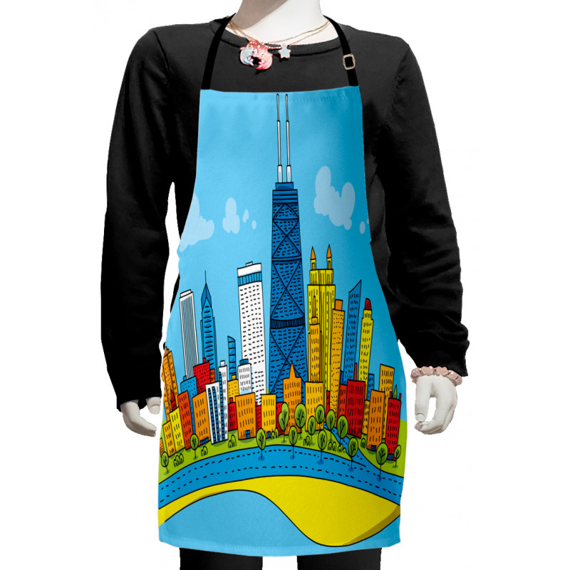 Cartoon City View Kids Apron