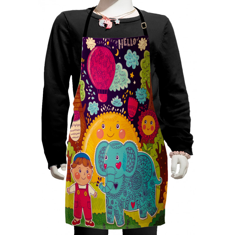 Cartoon Smiling Sun Kids Apron