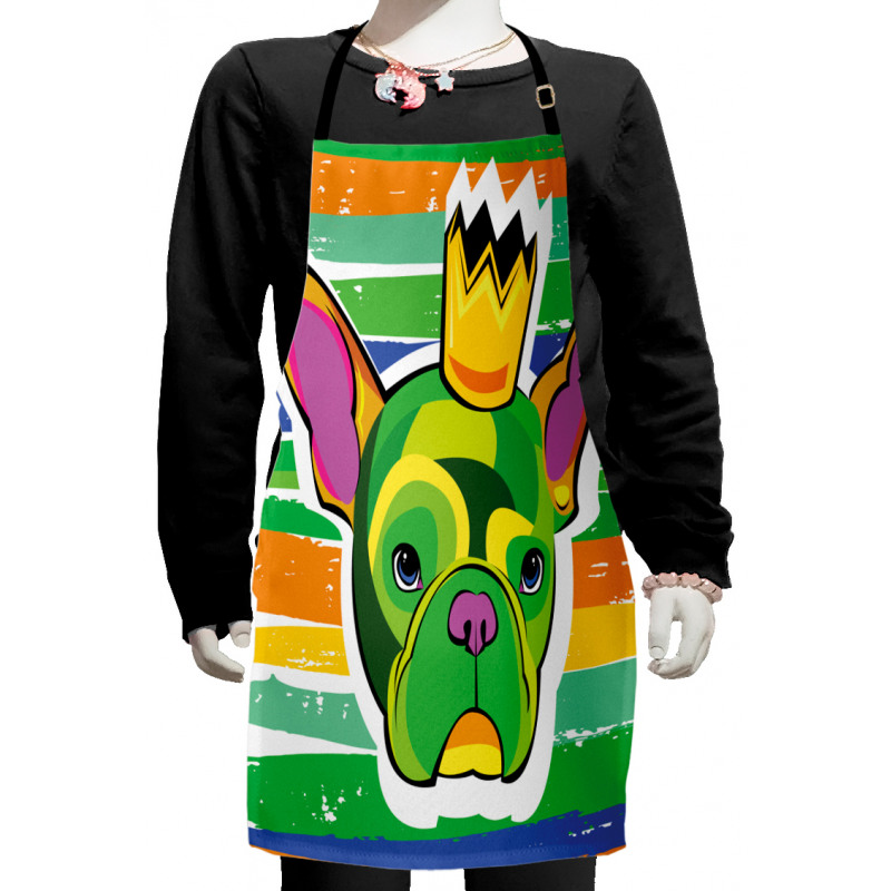 Crowned Dog Colorful Kids Apron