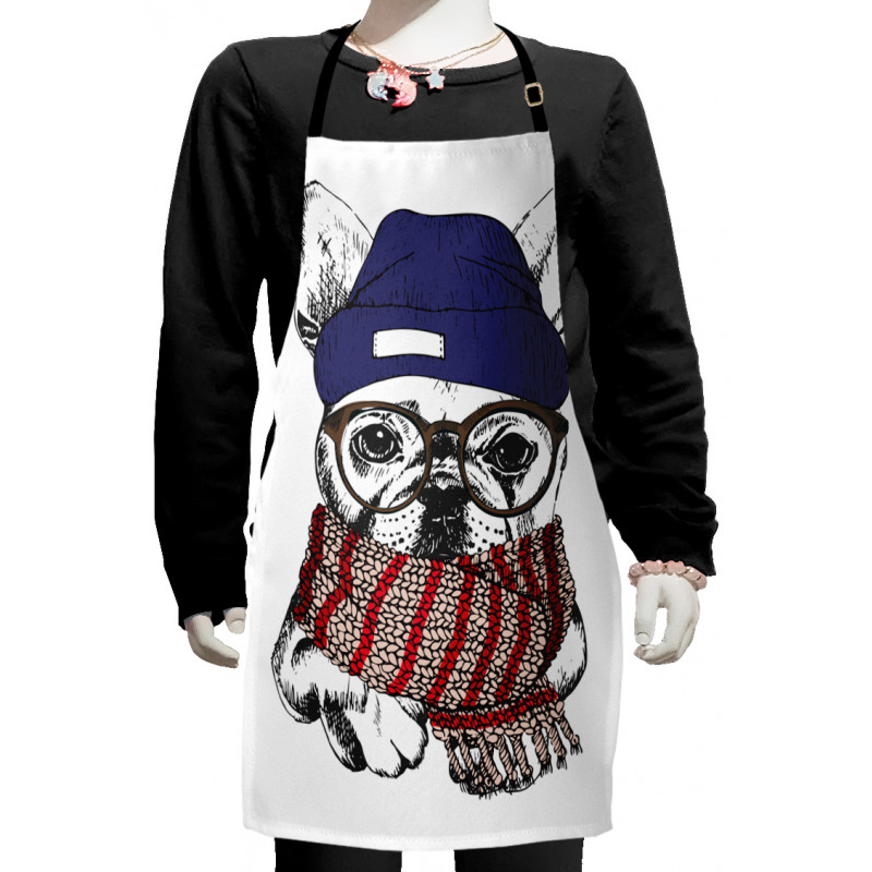 Cozy Hipster Winter Dog Kids Apron