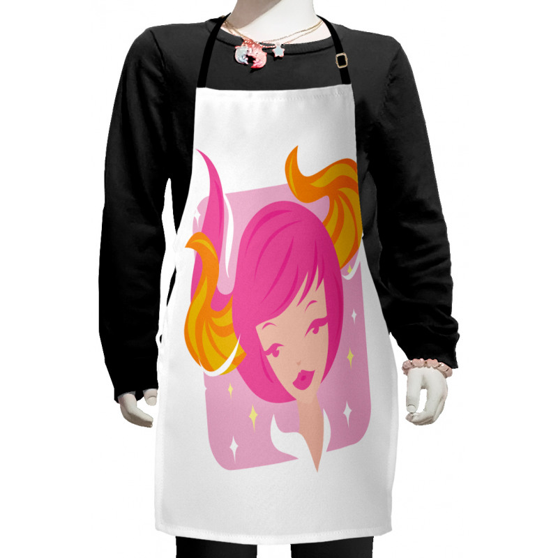 Pink Haired Woman Kids Apron