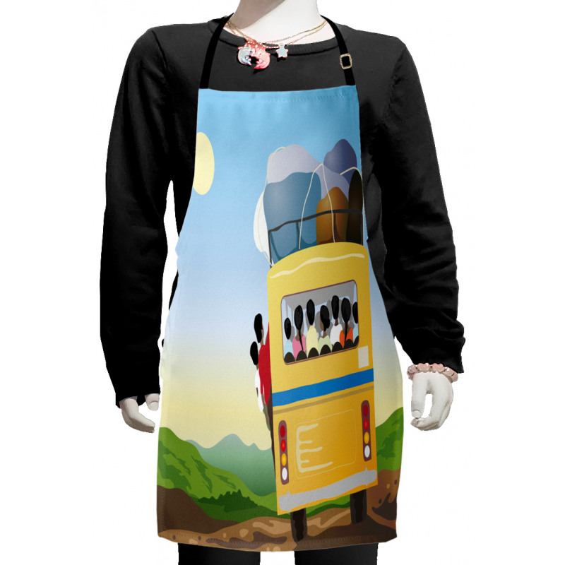 Crowded Yellow Bus Kids Apron