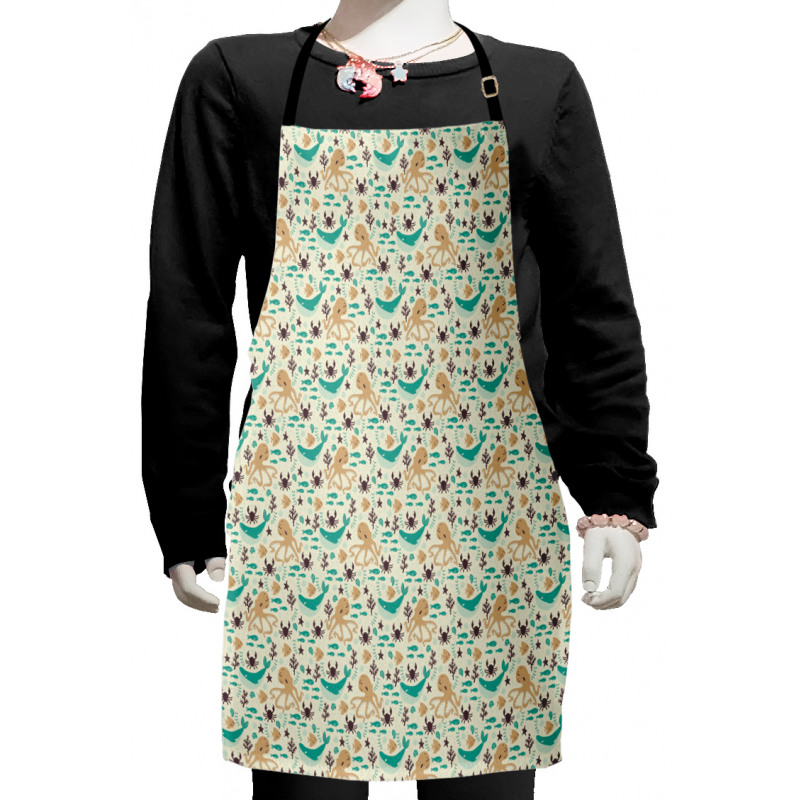 Cartoon Sea Creatures Kids Apron