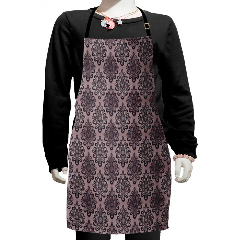 Damask Black Motifs Kids Apron