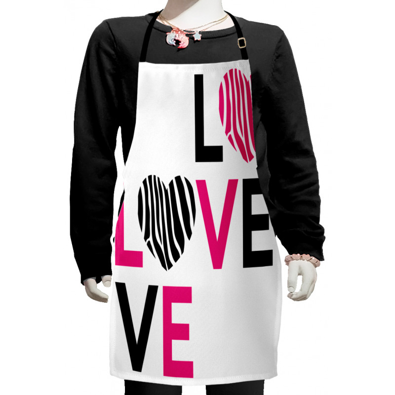 Zebra Stripes Hearts Kids Apron