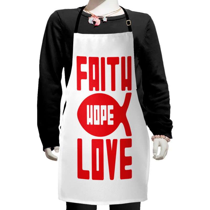 Monochrome Fish and Words Kids Apron