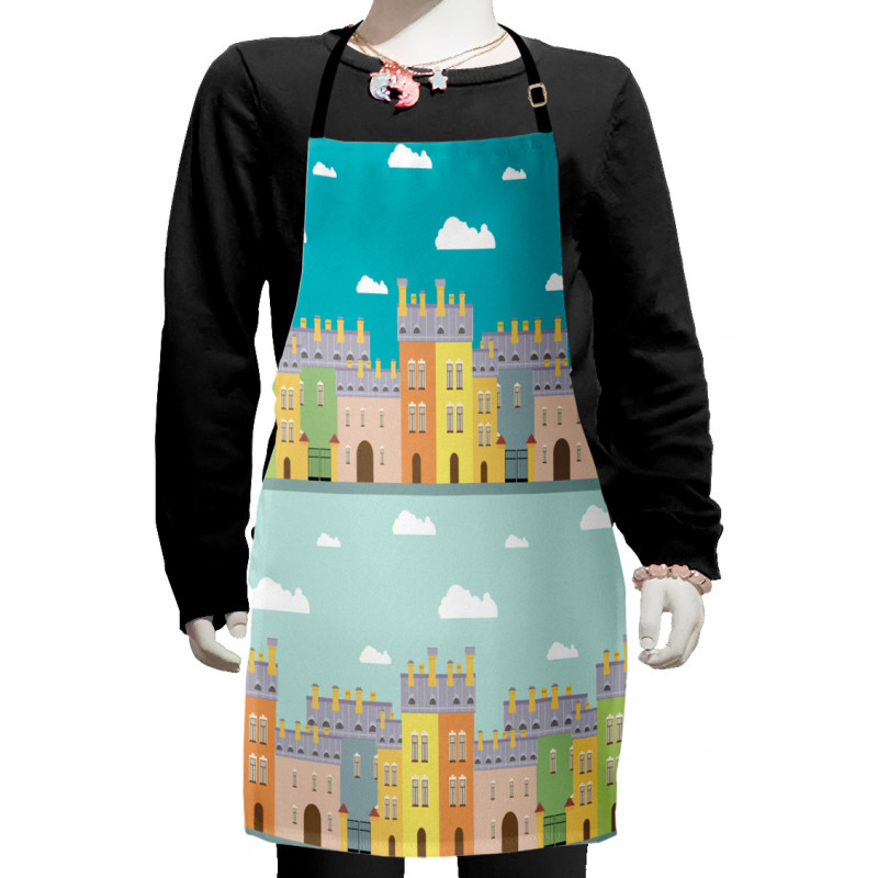 Colorful Cartoon Town Kids Apron