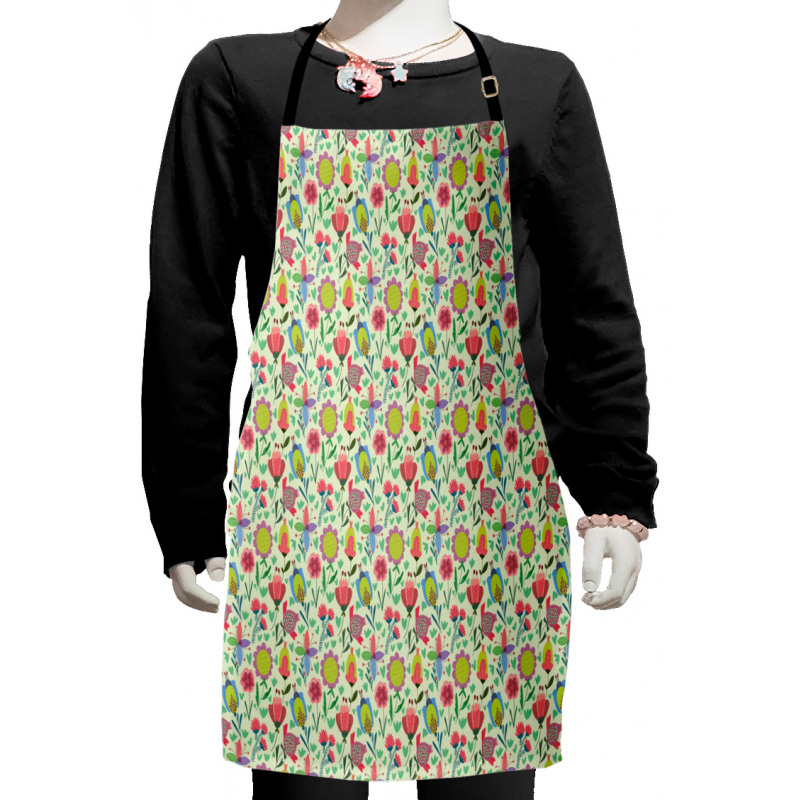 Doodle Blooming Tulips Kids Apron