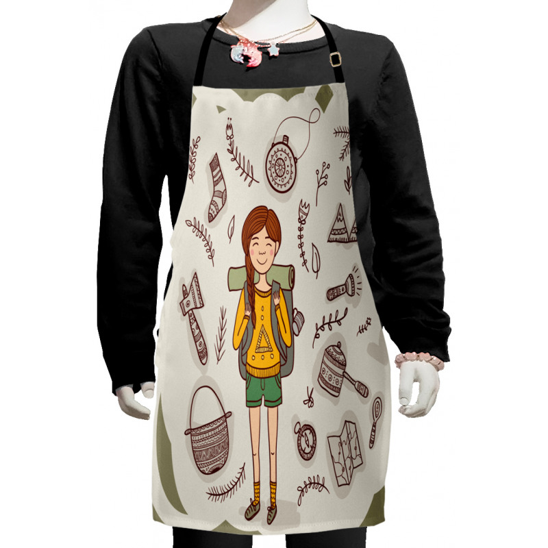 Hiker Girl Backpack Kids Apron