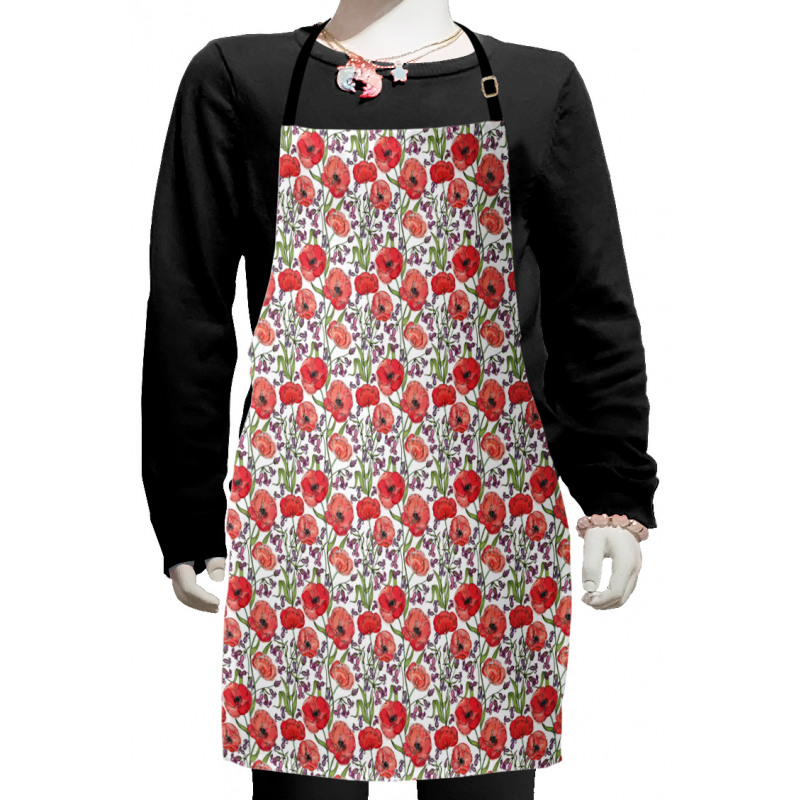 Poppy Blossoms Garden Kids Apron