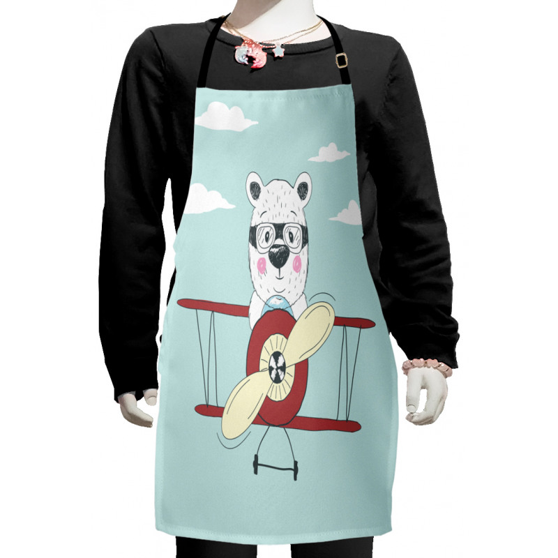 Pilot Bear in Plane Kids Apron