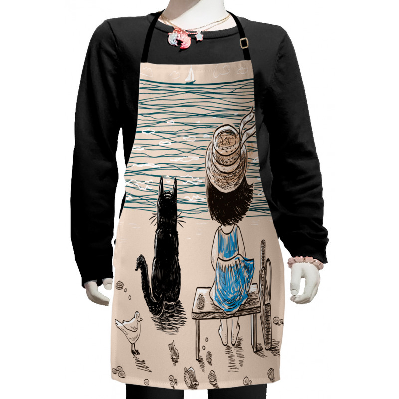 Baby Girl with a Cat Kids Apron