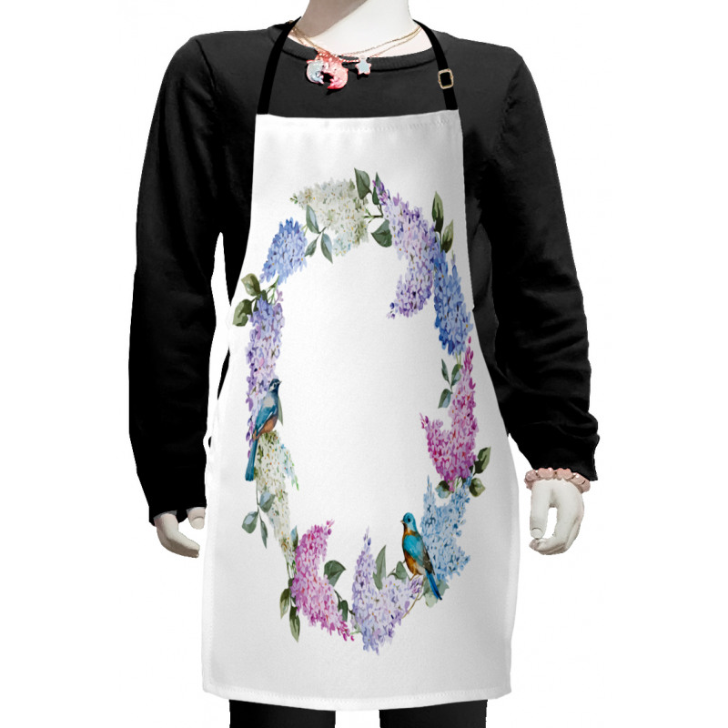 Flower Wreath and Bird Kids Apron