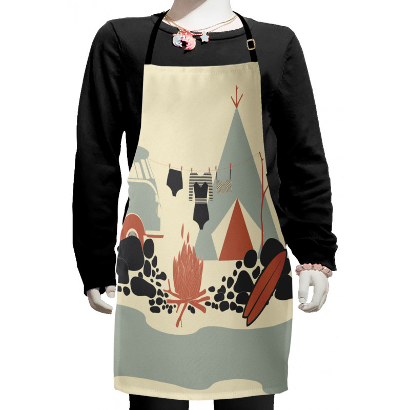 Tent Van and Fire Beach Kids Apron