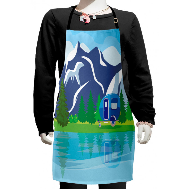 Cartoon Lake Landscape Kids Apron