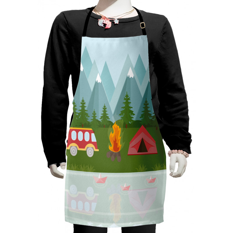 Cartoon Caravan Tent Kids Apron